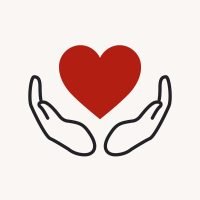 V1033-Aum Charity logo, hands supporting heart icon flat design vector illustration